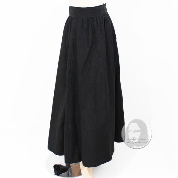 Yves Saint Laurent Skirt Black Moire Maxi Rare Ballet Russes Vintage 70s EU 42 - Picture 5 of 16